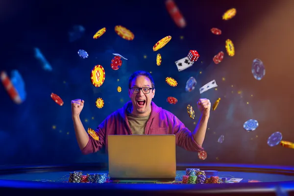 A person using their device against a moody casino-themed background, illustrating the smooth re-entry process at BD9.